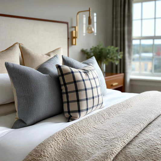 Housse de coussin Lou | Greige - Indigo