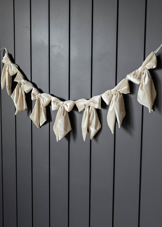 Guirlande de Noël noeuds en velours crème