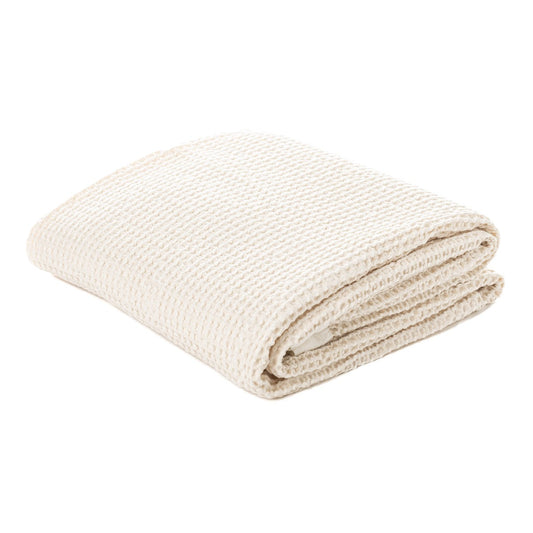 Jeté en coton gaufré crème Creamy