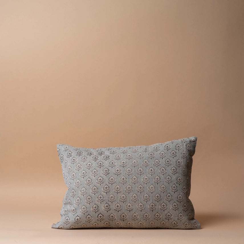 Housse de coussin CALEB en lin | imprimée au bloc
