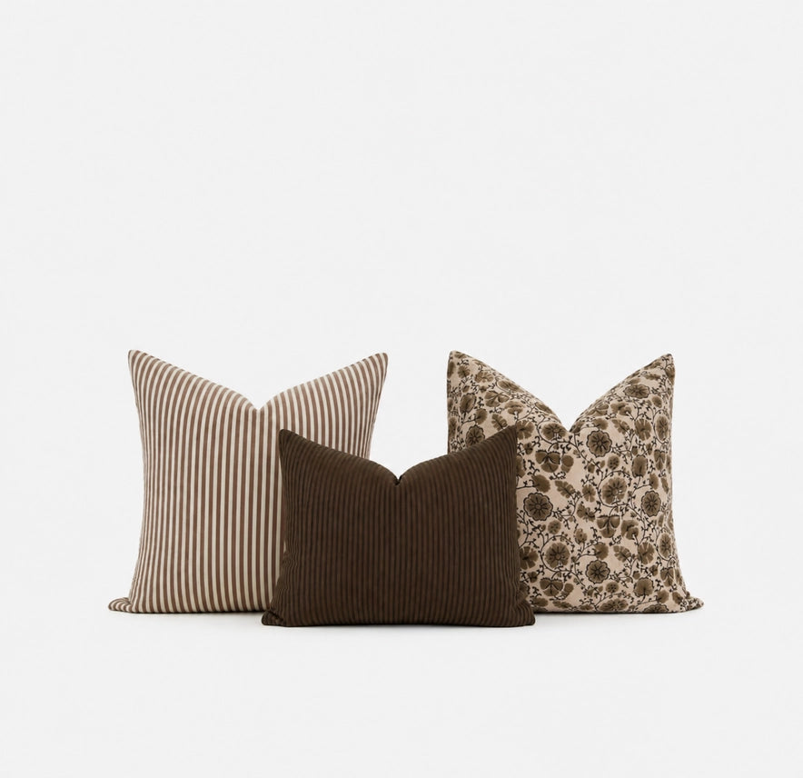 Housse de coussin Basile | Argile et crème