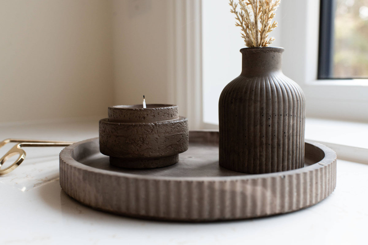 Plateau Rond Cannelé décoratif  Mocha | Collection Nuances et Terres