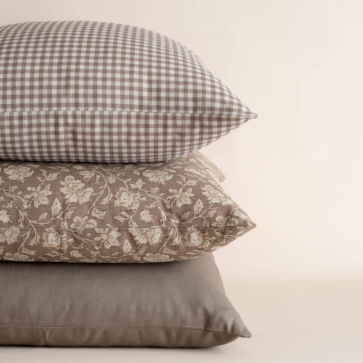 Housse de coussin Elodie | Vichy taupe