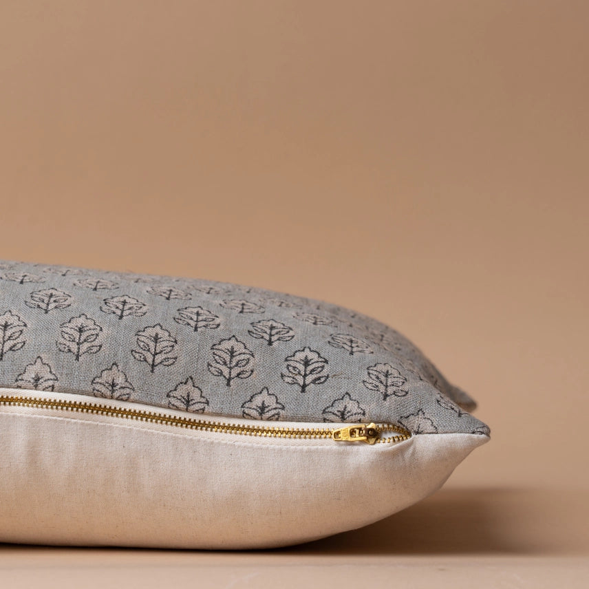 Housse de coussin CALEB en lin | imprimée au bloc