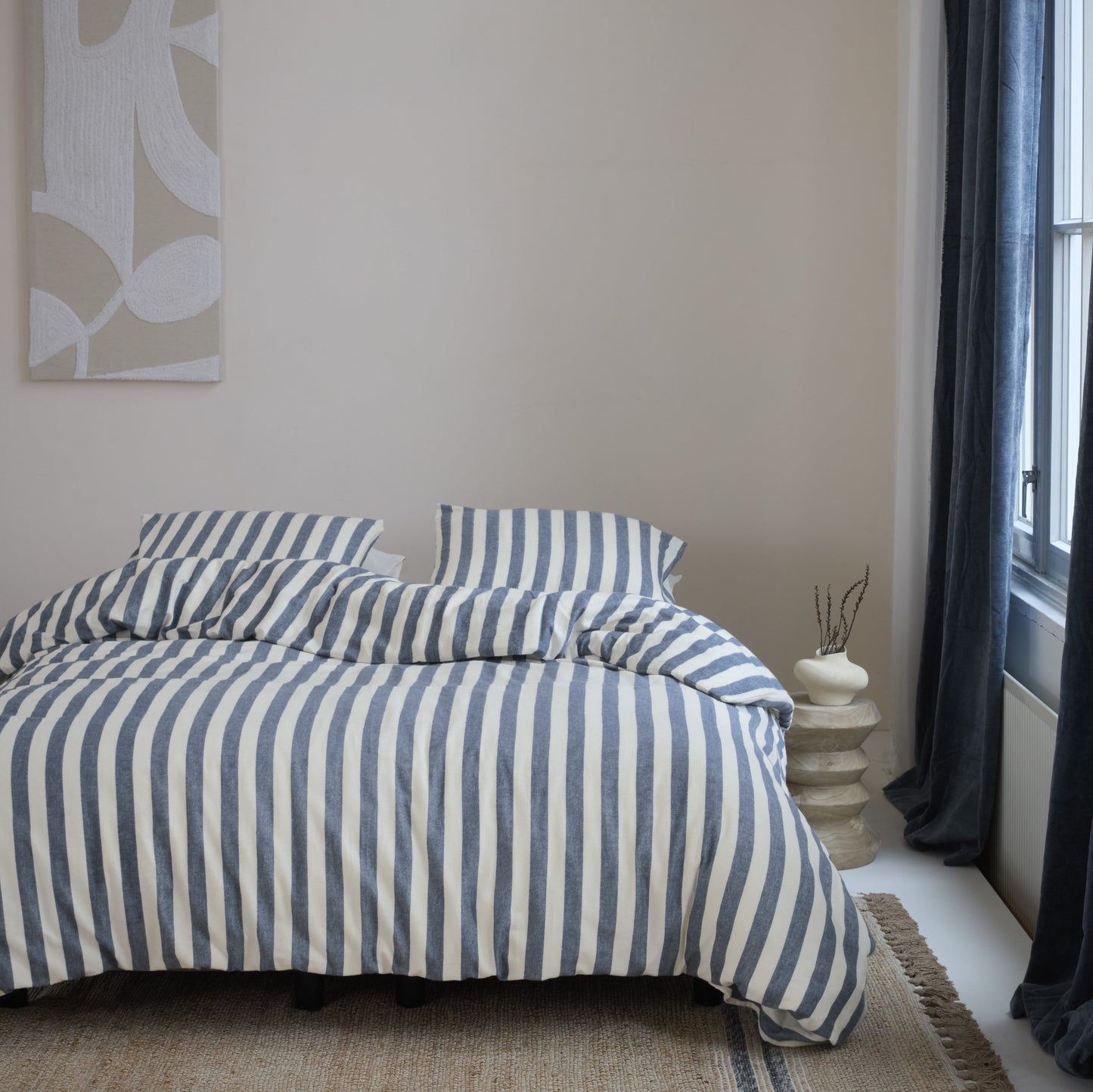 Housse de couette à rayures bleues Élias