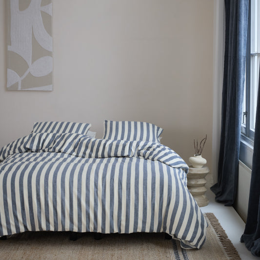 Housse de couette à rayures bleues Élias