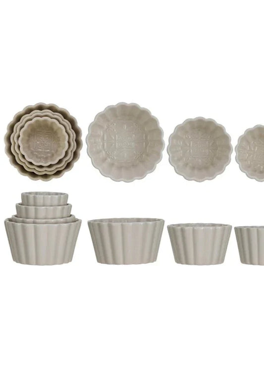 Ensemble de bols cannelés en grès gaufré | Lot de 4