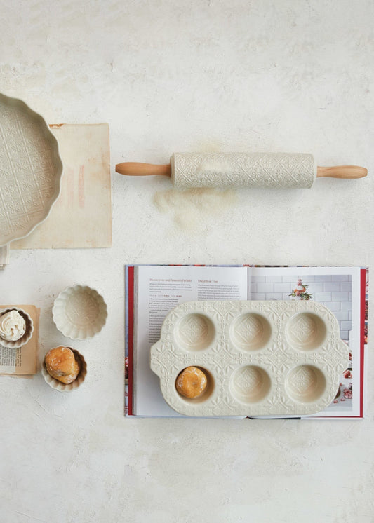 Moule à muffins en grès gaufré