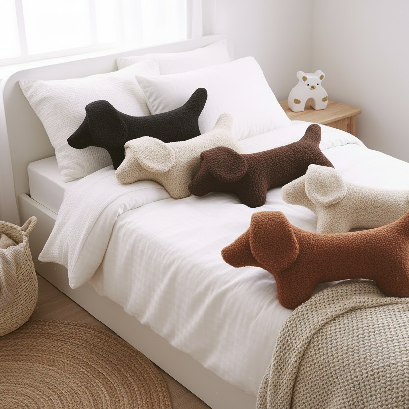 Coussin Peluche Teckel BILLY | Chocolat