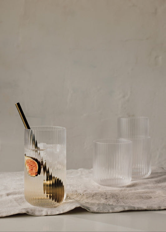 Verres à boire cannelés, lot de 2 | Transparent