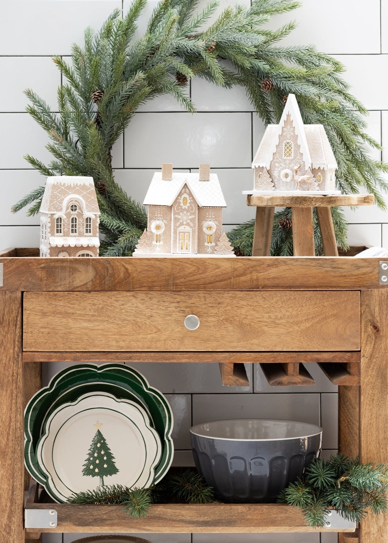 Village de pain d'épice pailleté | Lot de 3