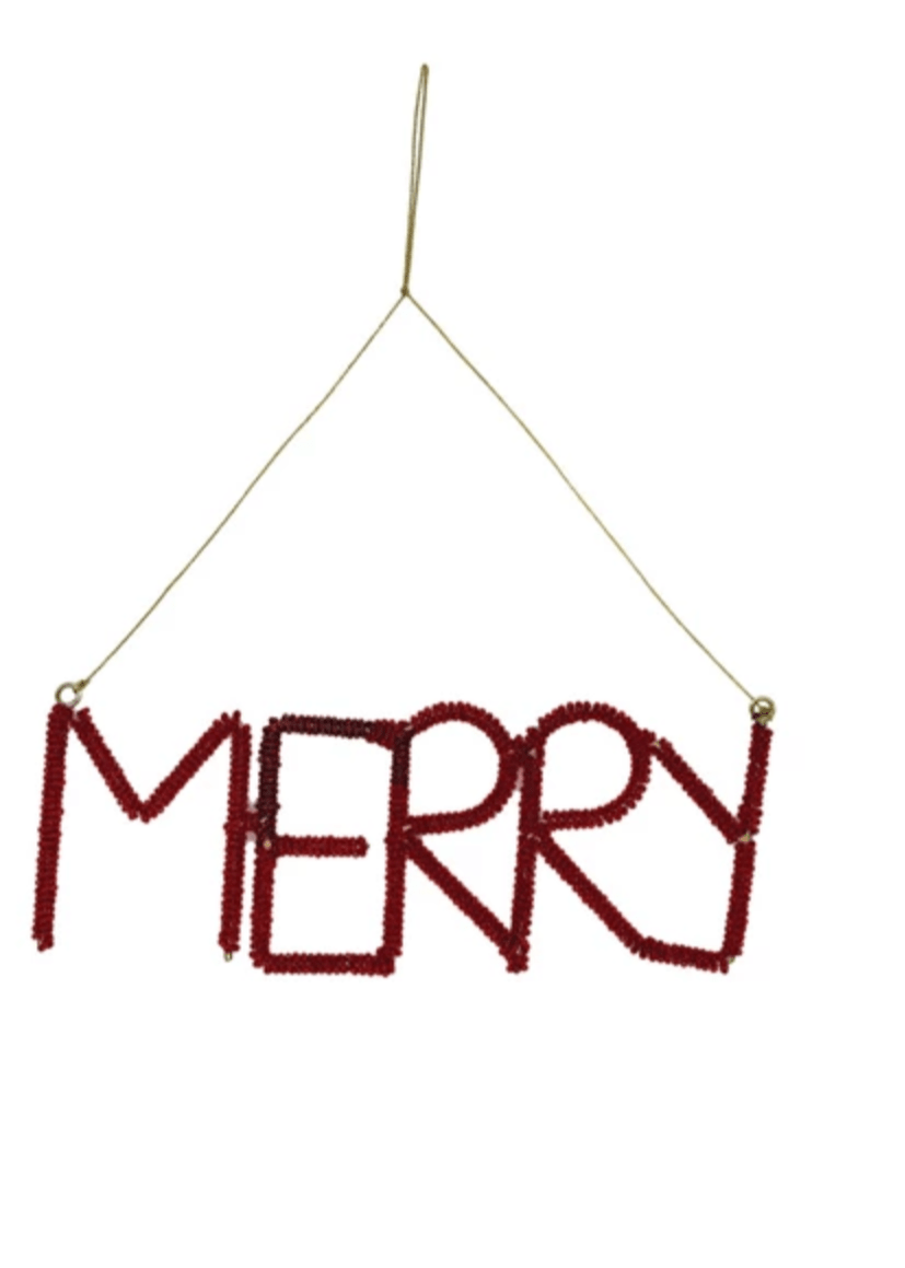 Ornement de Noël en perles de verre | “Merry”