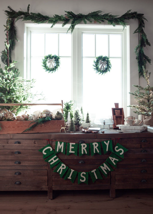 Bannière en feutre de laine “Merry Christmas”