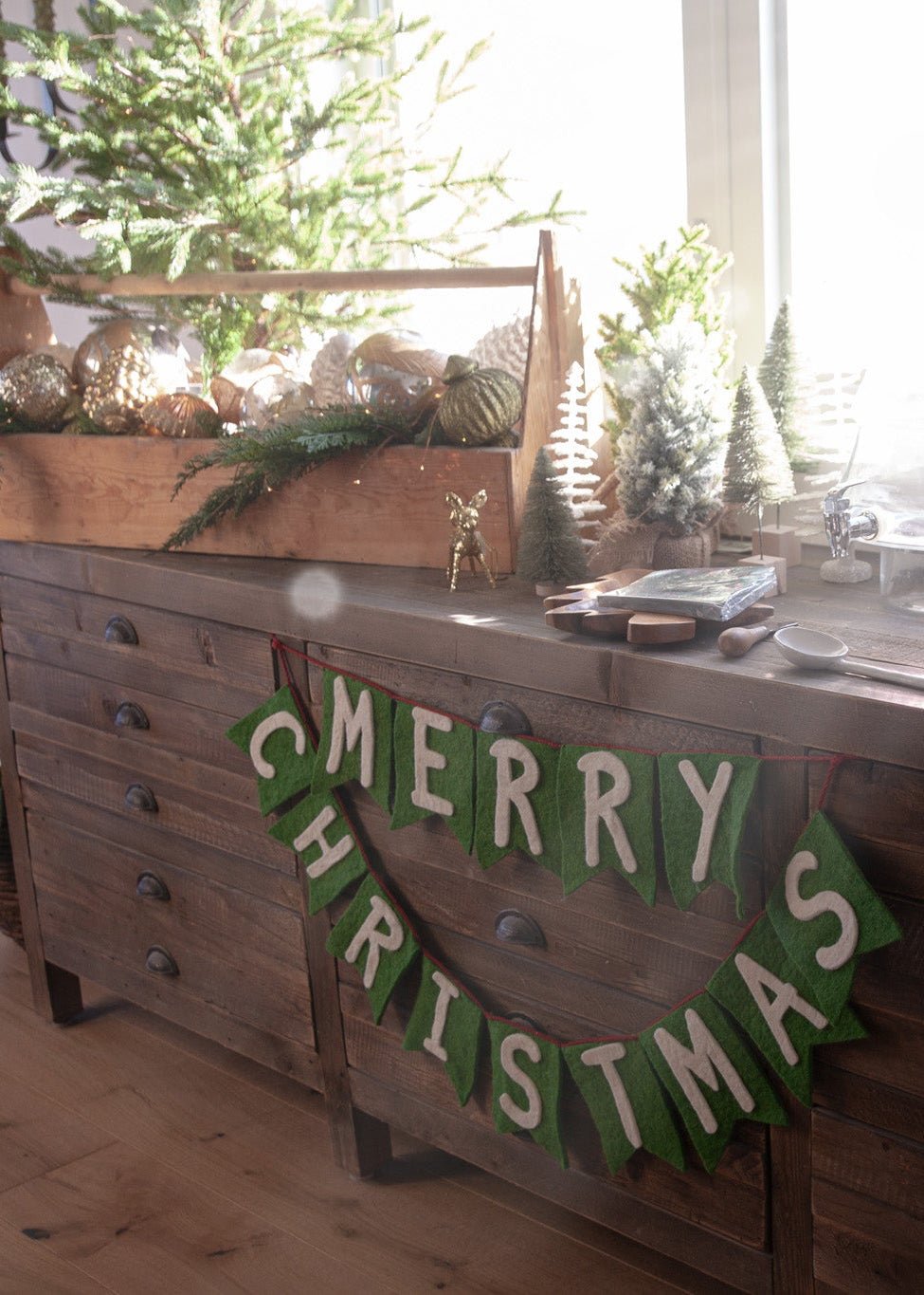 Bannière en feutre de laine “Merry Christmas”