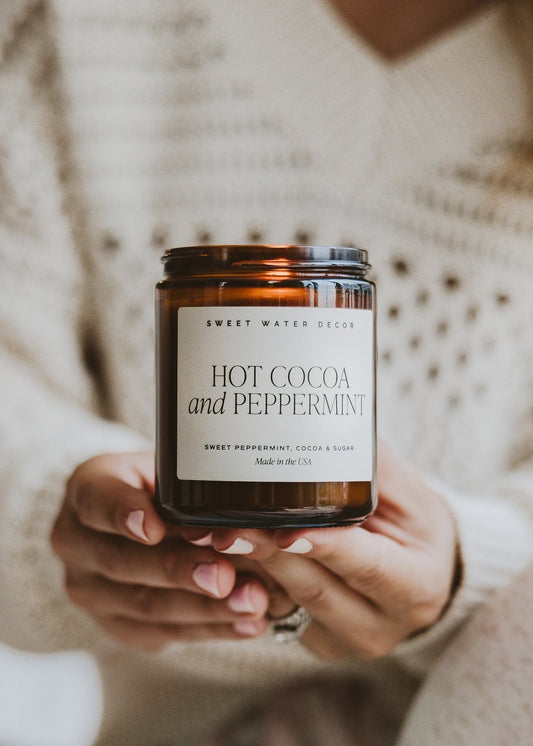 Hot Cocoa + Peppermint Candle