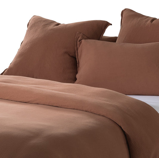 Housse de couette unie marron Muslin