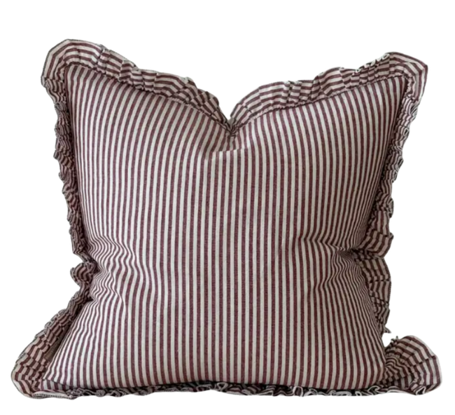 Housse de coussin Josie à rayures bordeaux
