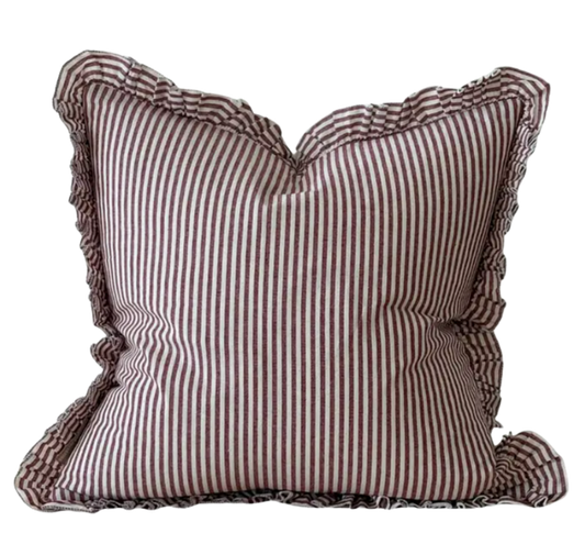 Housse de coussin Josie à rayures bordeaux