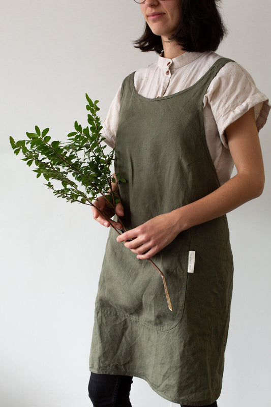 Linen Apron | Forest Green