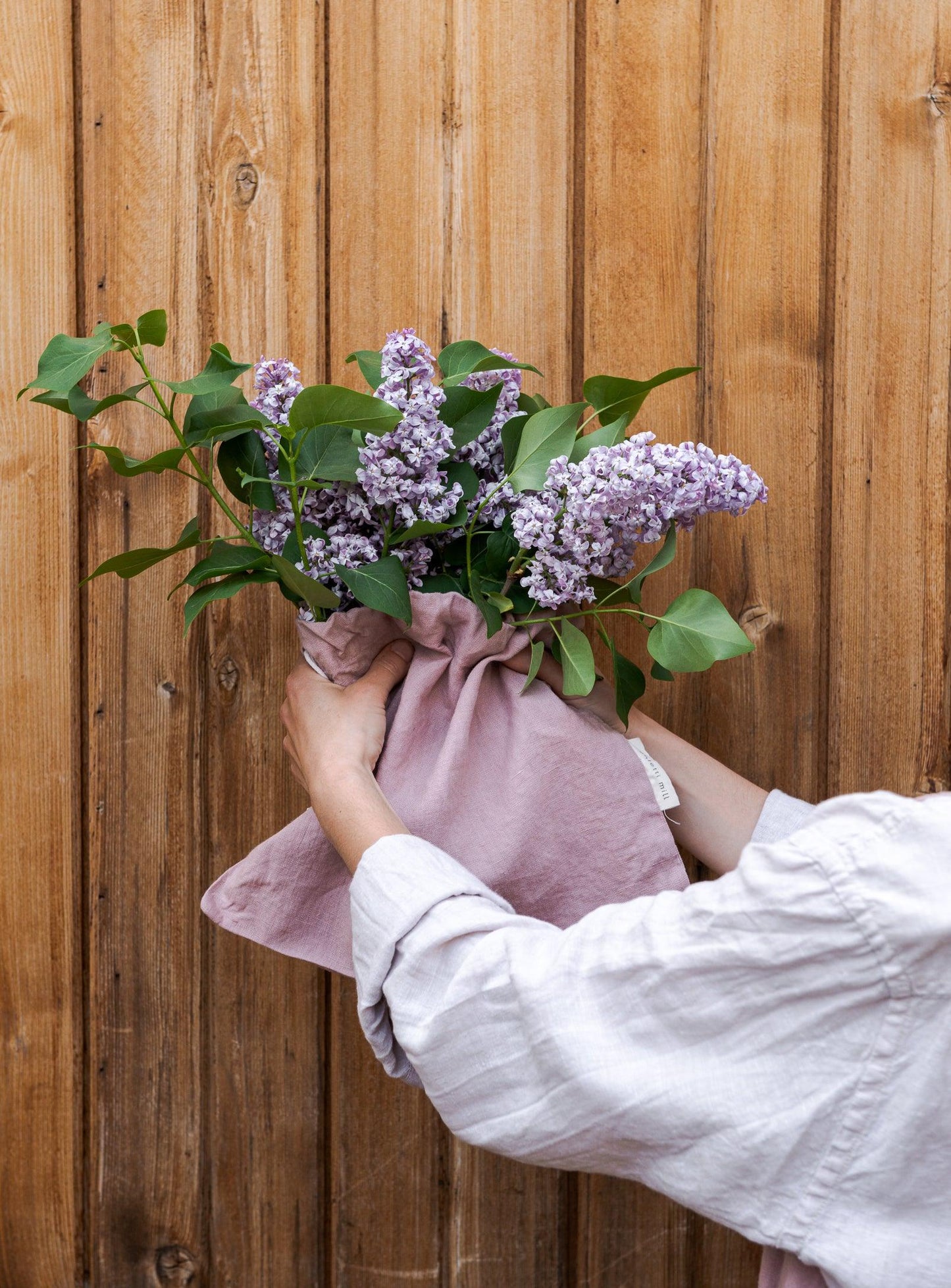 Tablier de jardinier en lin - Rose poudré