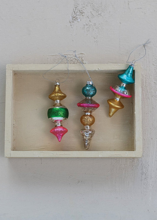 Ornement de finition en verre argenté – Multicolore