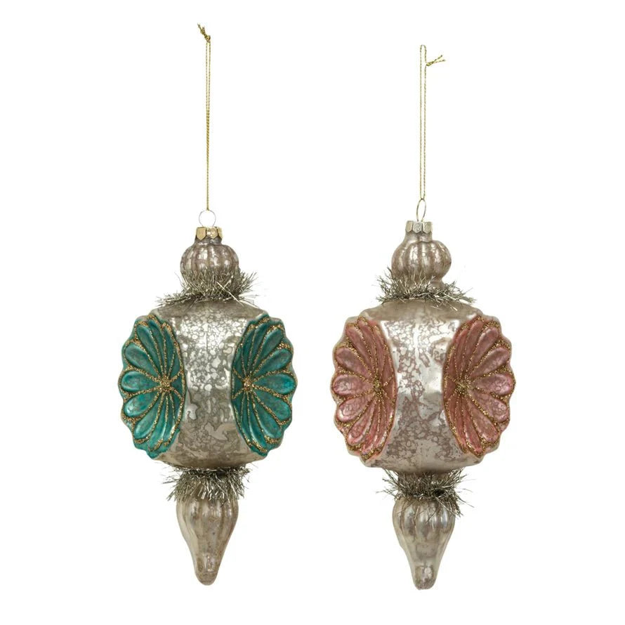 Ornement de fleur en verre argenté | Fleurs, guirlandes et paillettes