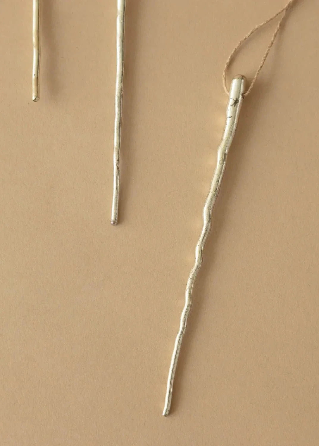 Ornements en verre argent en forme de glaçons | Lot de 6