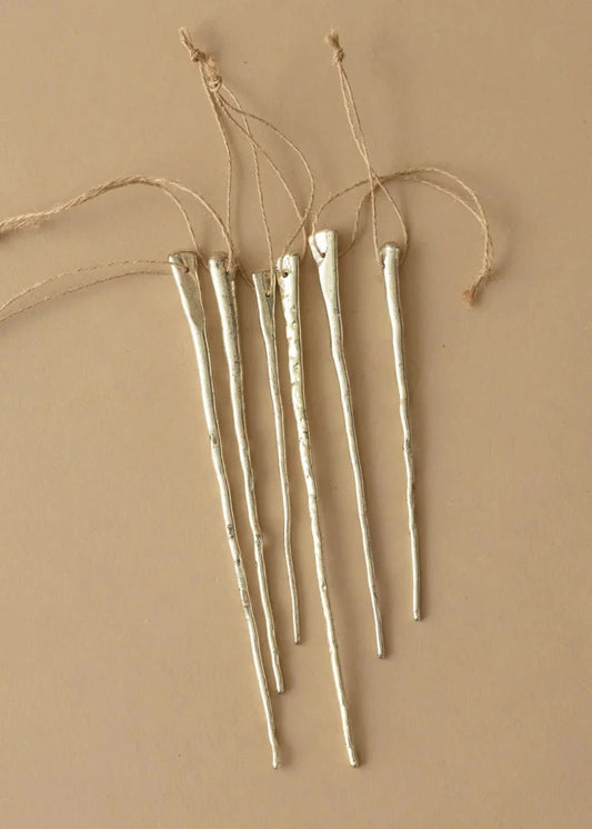 Ornements en verre argent en forme de glaçons | Lot de 6