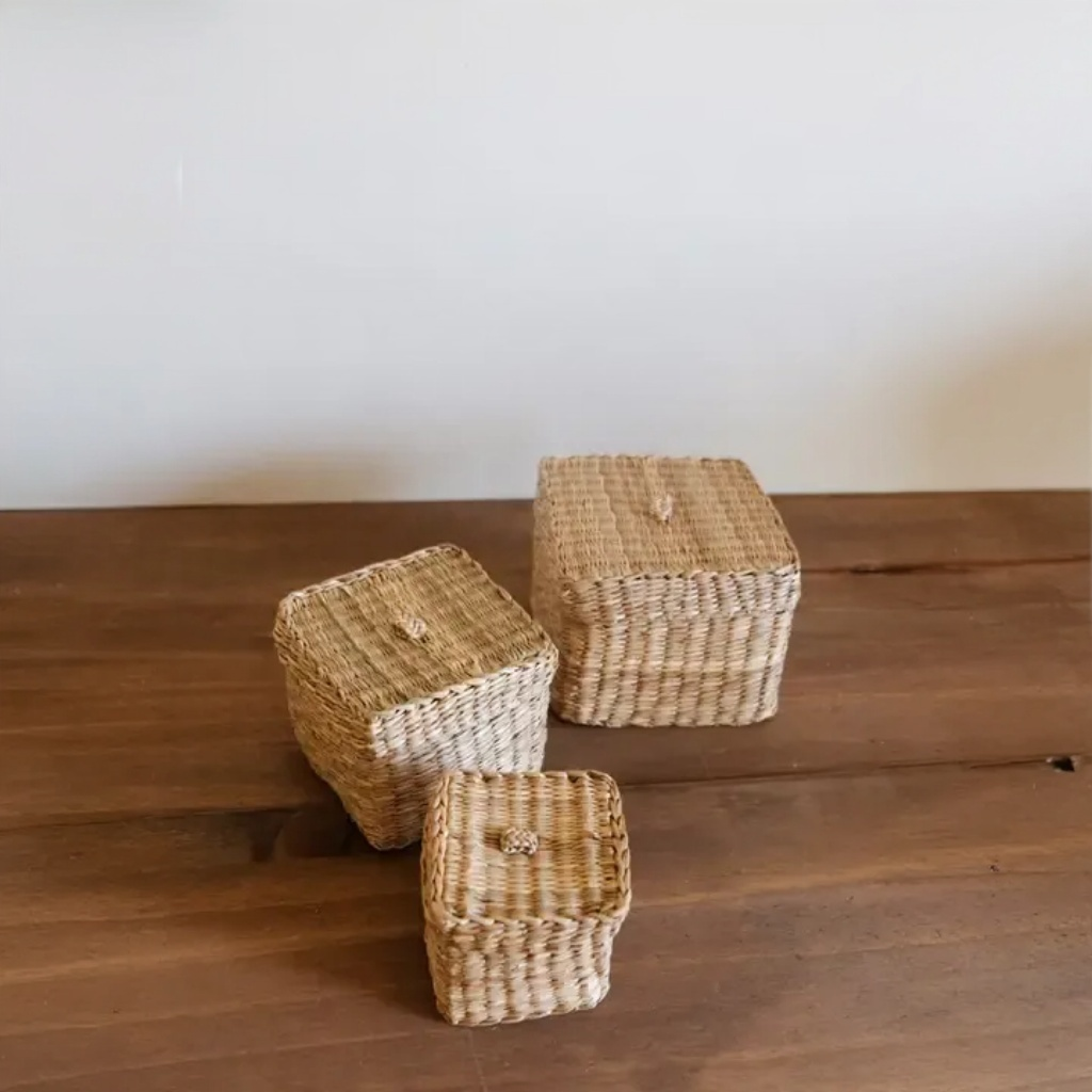 Ensemble de 3 paniers en jonc de mer | Les petits coffres