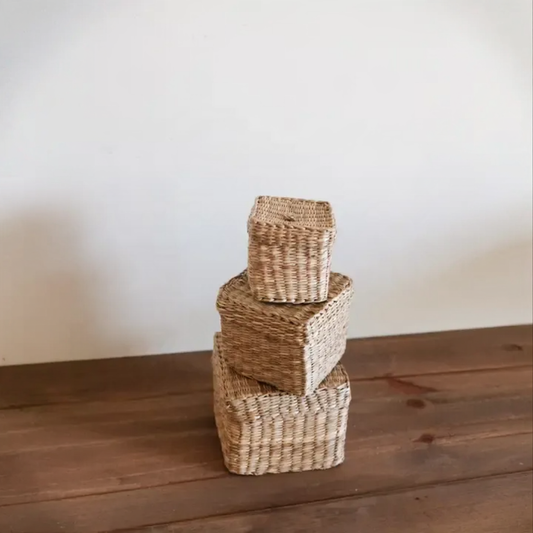 Ensemble de 3 paniers en jonc de mer | Les petits coffres