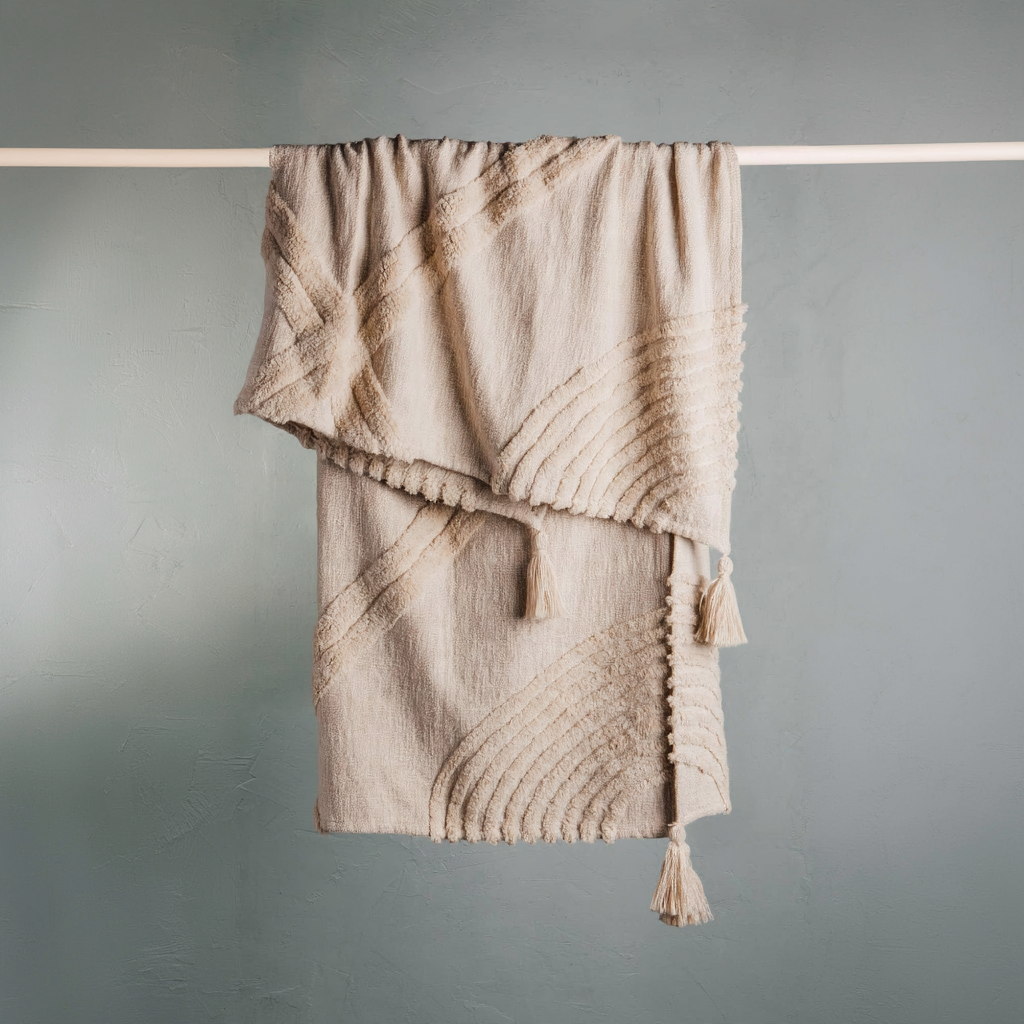 Plaid texturé Héléna | Crème