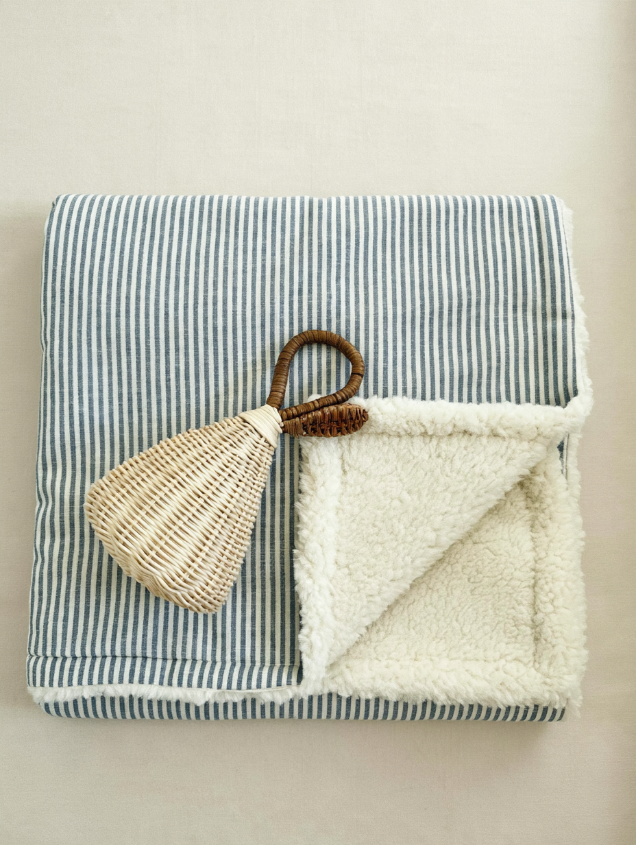 Couverture pour bébé | Lin rayé bleu