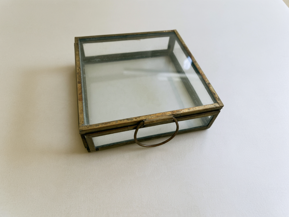 Boîte décorative en verre style vintage | Métal bronze