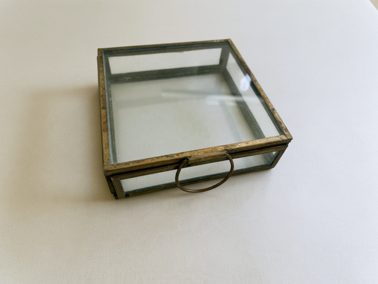 Boîte décorative en verre style vintage | Métal bronze