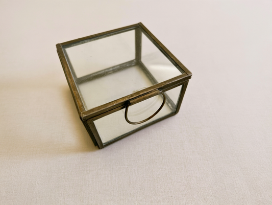 Boîte décorative en verre style vintage | Métal bronze