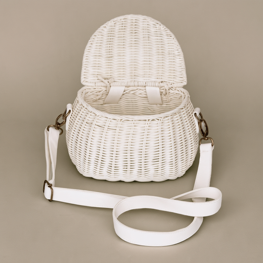 Sac panier décoratif en rotin pour enfants | Blanc