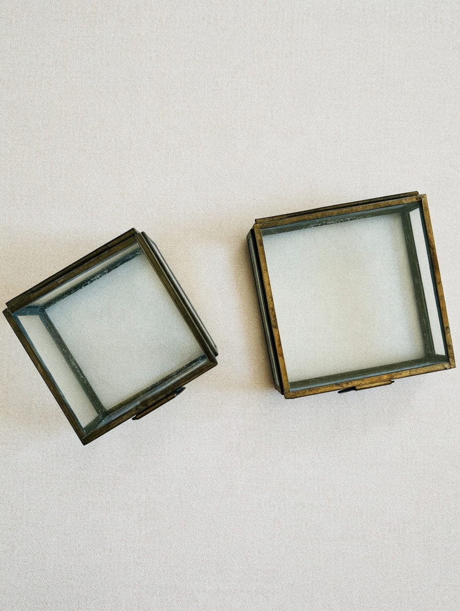 Boîte décorative en verre style vintage | Métal bronze