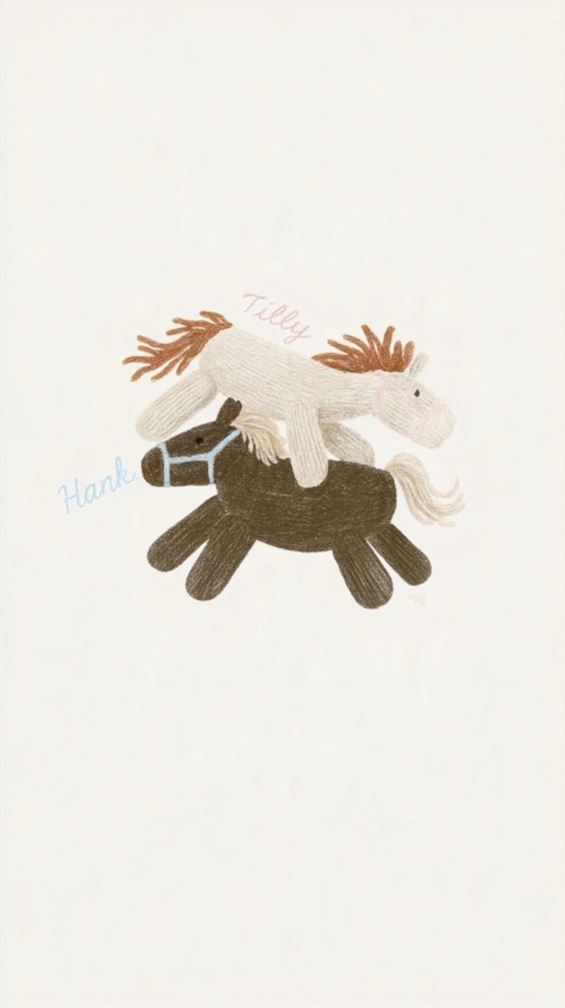 Peluche cheval Hank en tricot laine | Brun chocolat