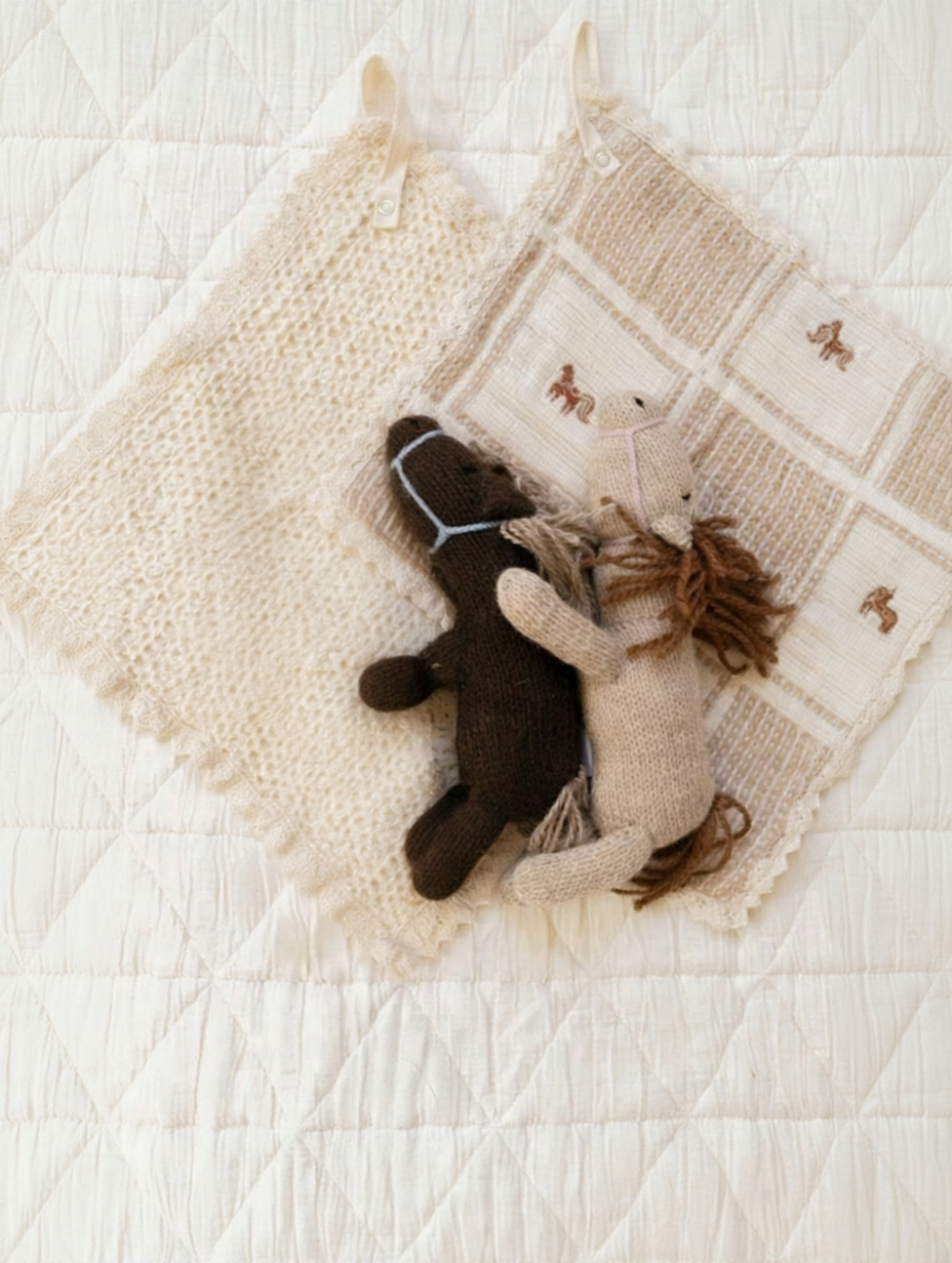 Peluche cheval Hank en tricot laine | Brun chocolat