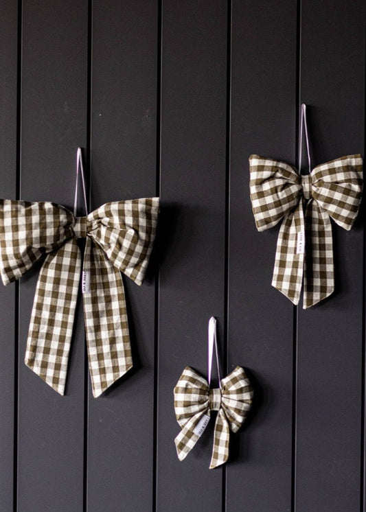 Nœud en tissu vichy | Vert olive