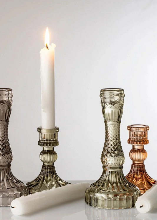 Bougeoirs en verre Palazzo Gris | Lot de 2