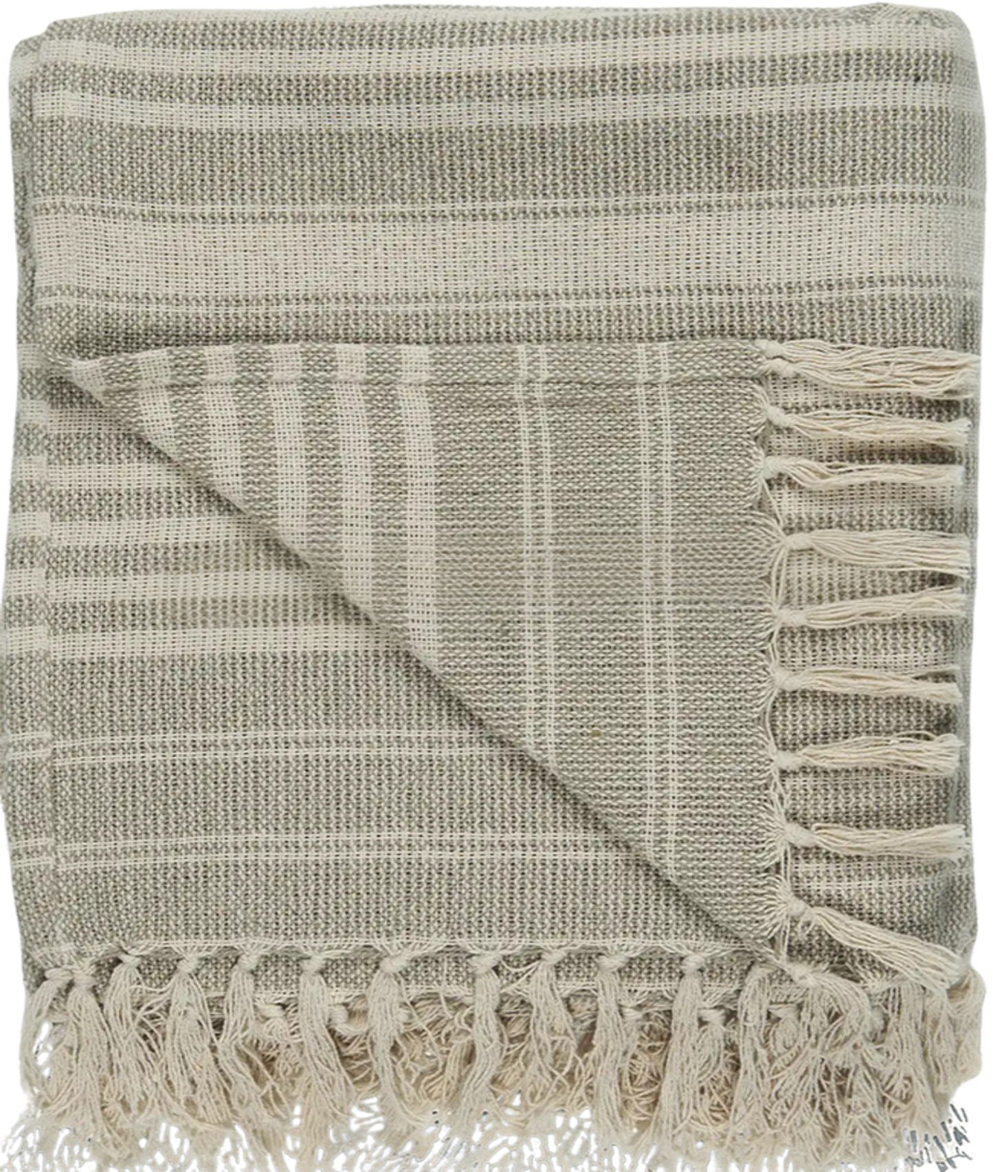 Jeté de lit - Plaid couvre-lit |  Rayures sable et crème