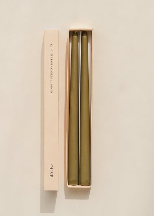 Bougie conique en cire de soja, 12 po | Olive