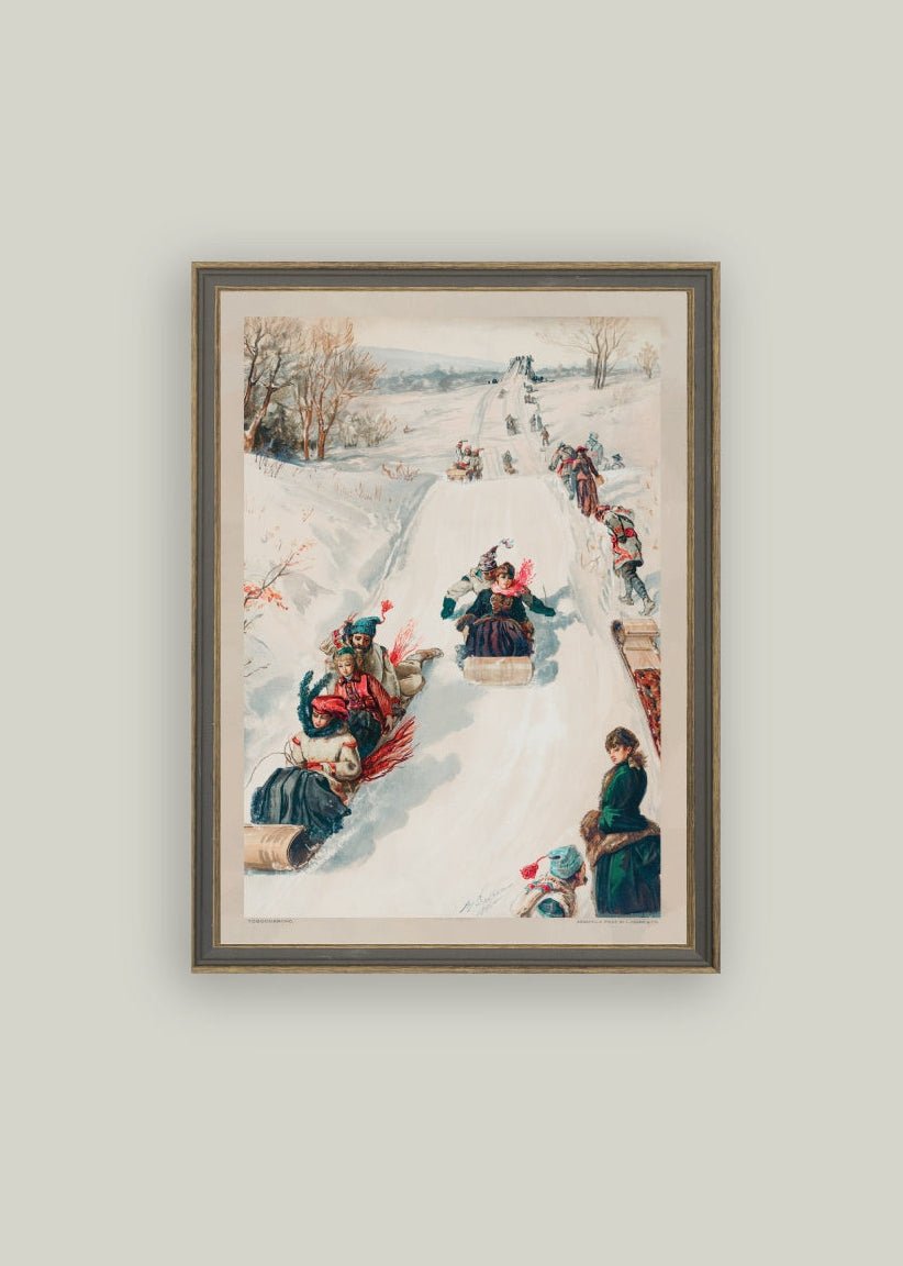 Tableau ancien encadré | Luge
