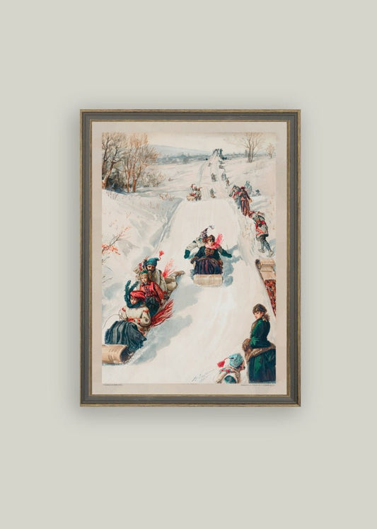Tableau ancien encadré | Luge