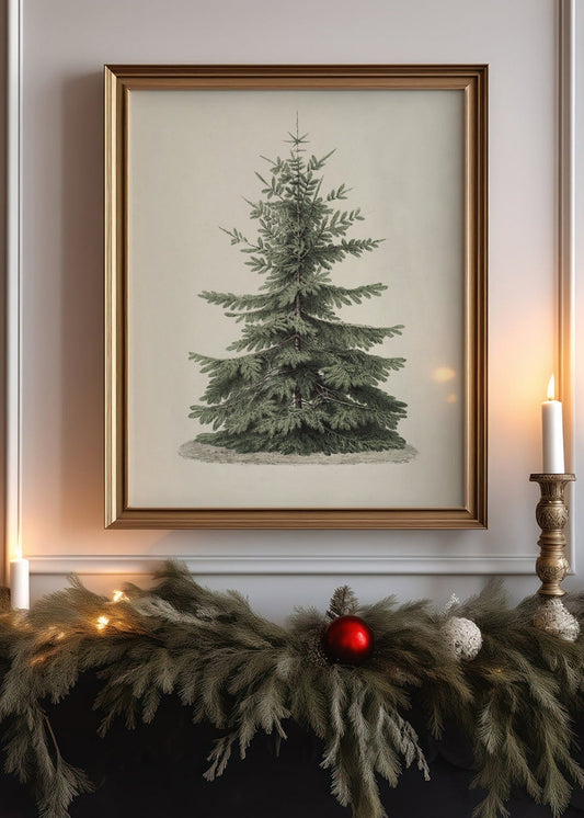 Affiche murale vintage d'arbre de Noël
