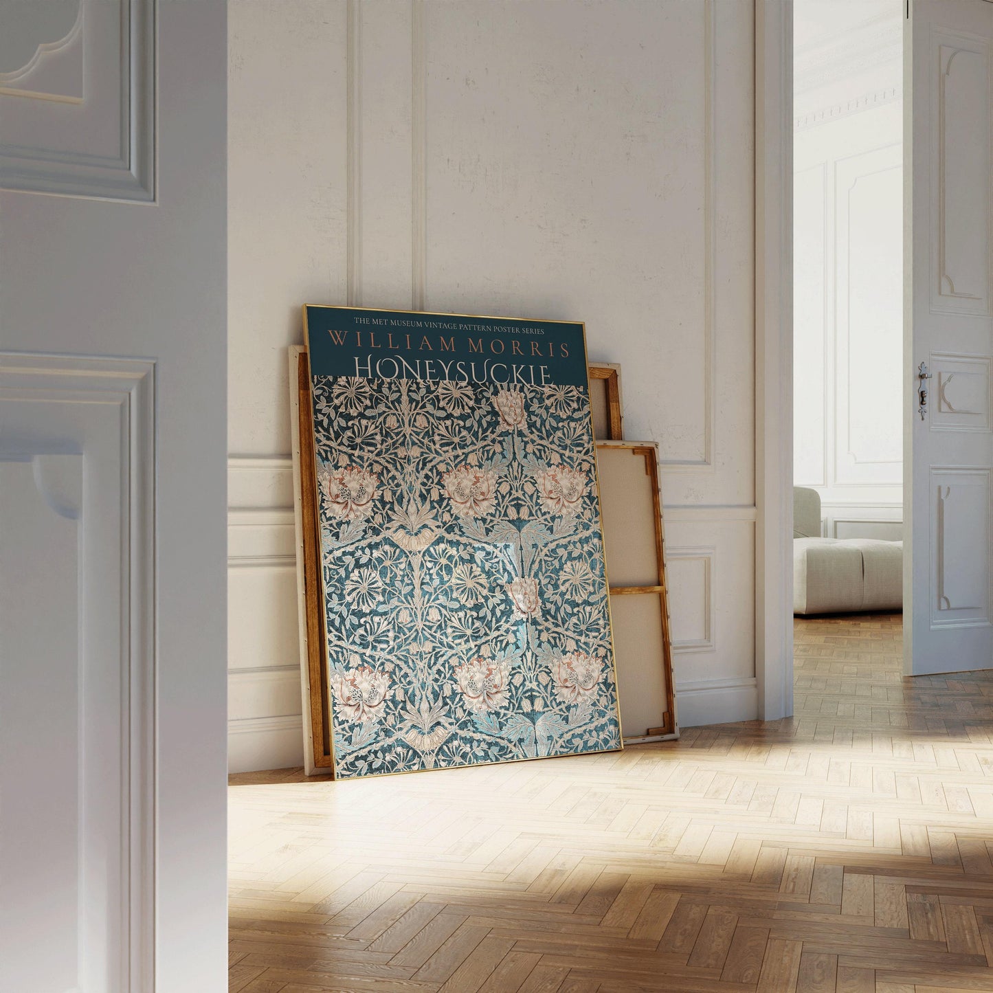 William Morris - Affiche Chèvrefeuille Bleu | Motif botanique vintage