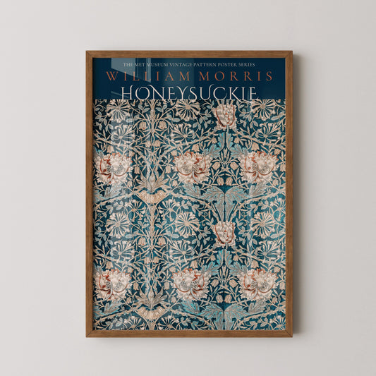 William Morris - Affiche Chèvrefeuille Bleu | Motif botanique vintage