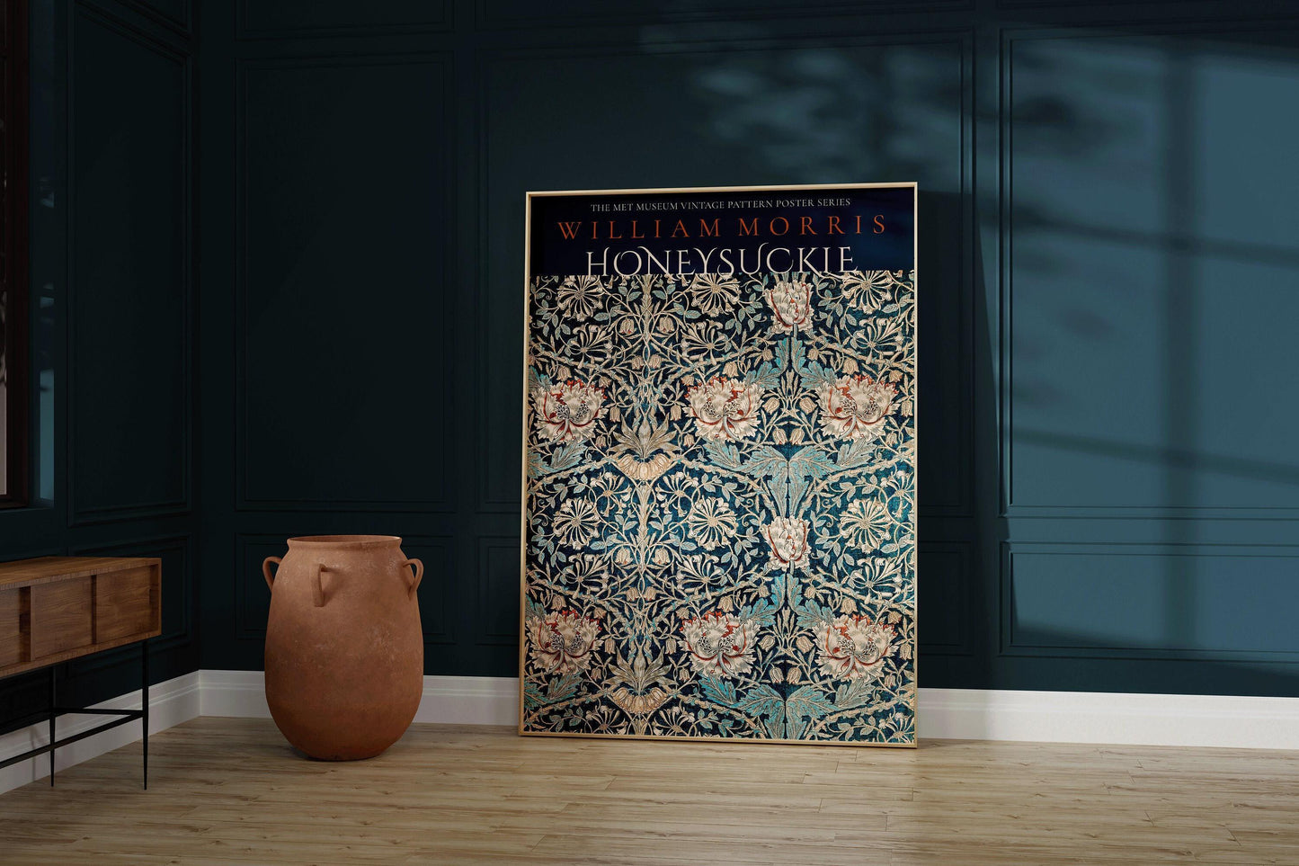 William Morris - Affiche Chèvrefeuille Bleu | Motif botanique vintage