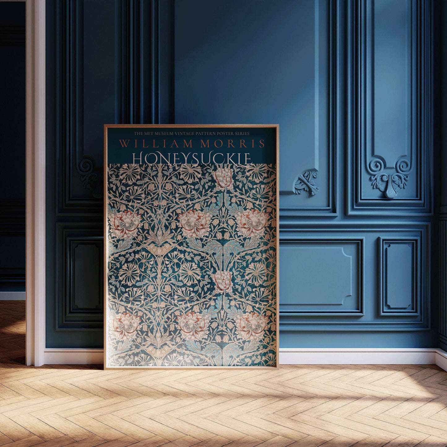 William Morris - Affiche Chèvrefeuille Bleu | Motif botanique vintage